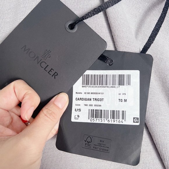 NWT Moncler Cardigan Tricot Down Wool-Blend Puffer Sweater Jacket Gray Size M - Picture 9 of 13